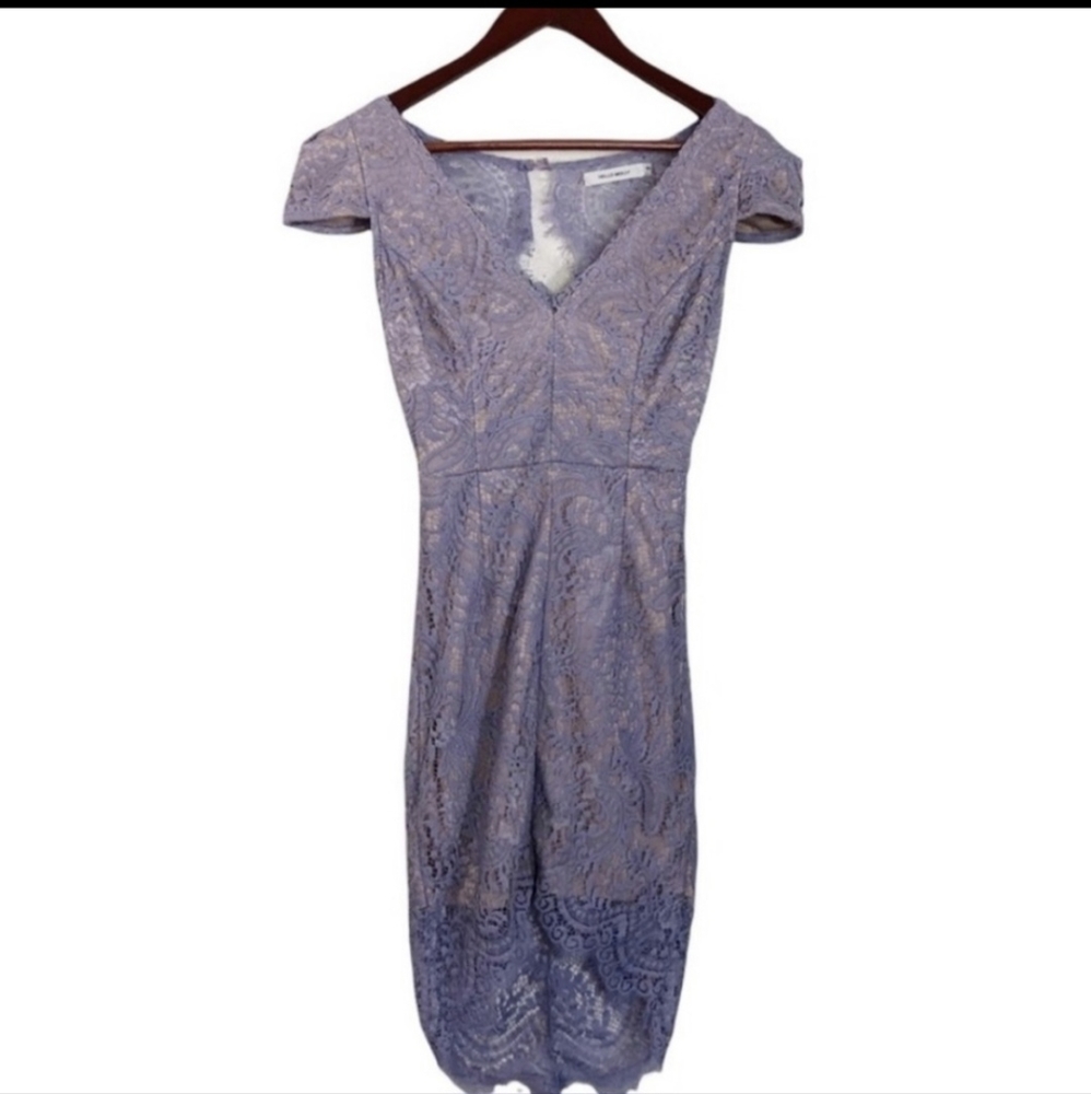Hello Molly Purple Lace Short Sleeve Dress